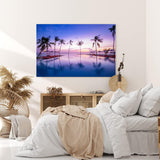 Wandbild 120x80cm Malediven Urlaub Palmen Meer Abend Pool