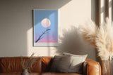 Paul Sinus Wandbild in 40x60cm Dusk Chorus Vögel auf einem Ast vor großem Mond im pastellfarbenen Abendhimmel