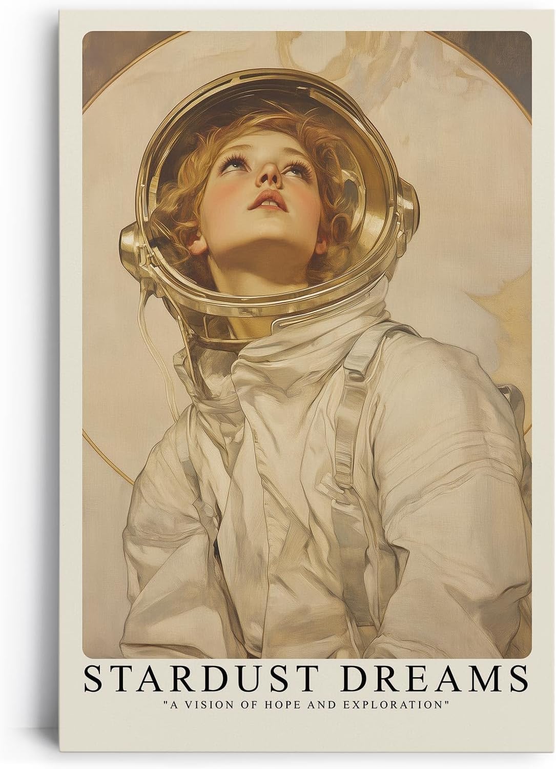 Paul Sinus Leinwandbild 60x90cm Leinwandbild Stardust Dreams – Faszinierende Illustration einer Astronautin mit verträumtem Blick, futuristische Eleganz