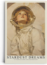 Paul Sinus Leinwandbild 60x90cm Leinwandbild Stardust Dreams – Faszinierende Illustration einer Astronautin mit verträumtem Blick, futuristische Eleganz
