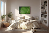 Sinus Art Wandbild 120x80cm Frisches grünes Blatt mit Wassertropfen – Symbol für Reinheit und Natur