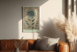 Paul Sinus Wandbild in 40x60cm Petal Symmetry stilisierte Sonnenblume in Blauund Grüntönen elegante Naturkunst auf Leinwand