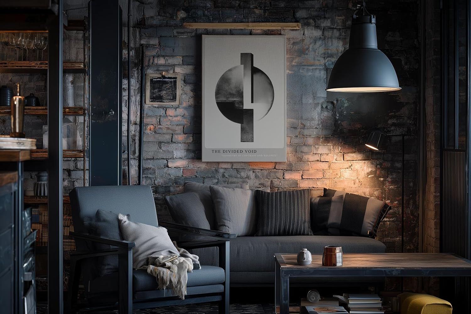Paul Sinus Wandbild in 40x60cm The Divided Void – Abstrakte geometrische Form in Schwarz-Weiß