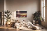 Sinus Art Wandbild 120x80cm Stimmungsvolle Komposition aus Sternenhimmel, Bergen und stiller Wasserfläche