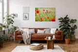 Sinus Art Wandbild 120x80cm Rote Mohnblumen im weichen Gegenlicht – luftig, lebendig und romantisch