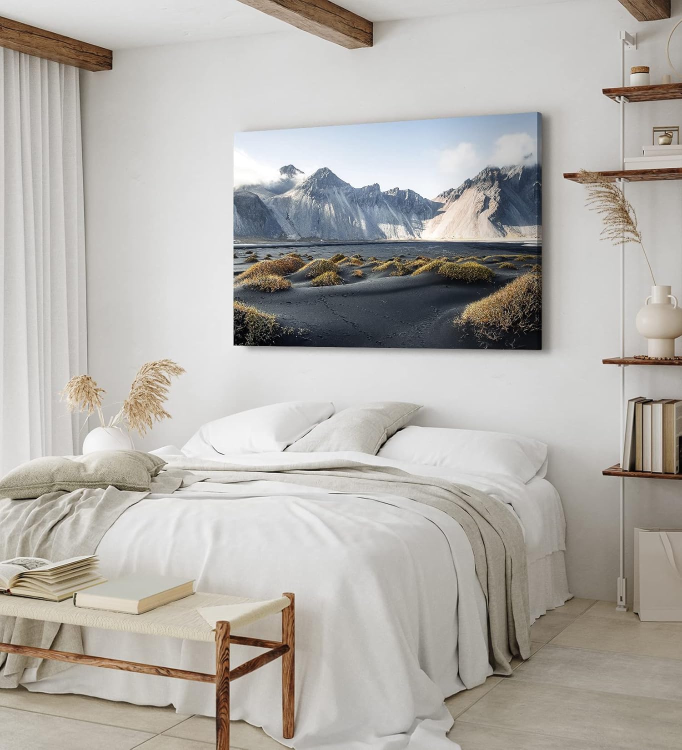 Paul Sinus Wandbild 120x80cm Klifatindur Island Berg schwarzer Strand isländische Landschaft