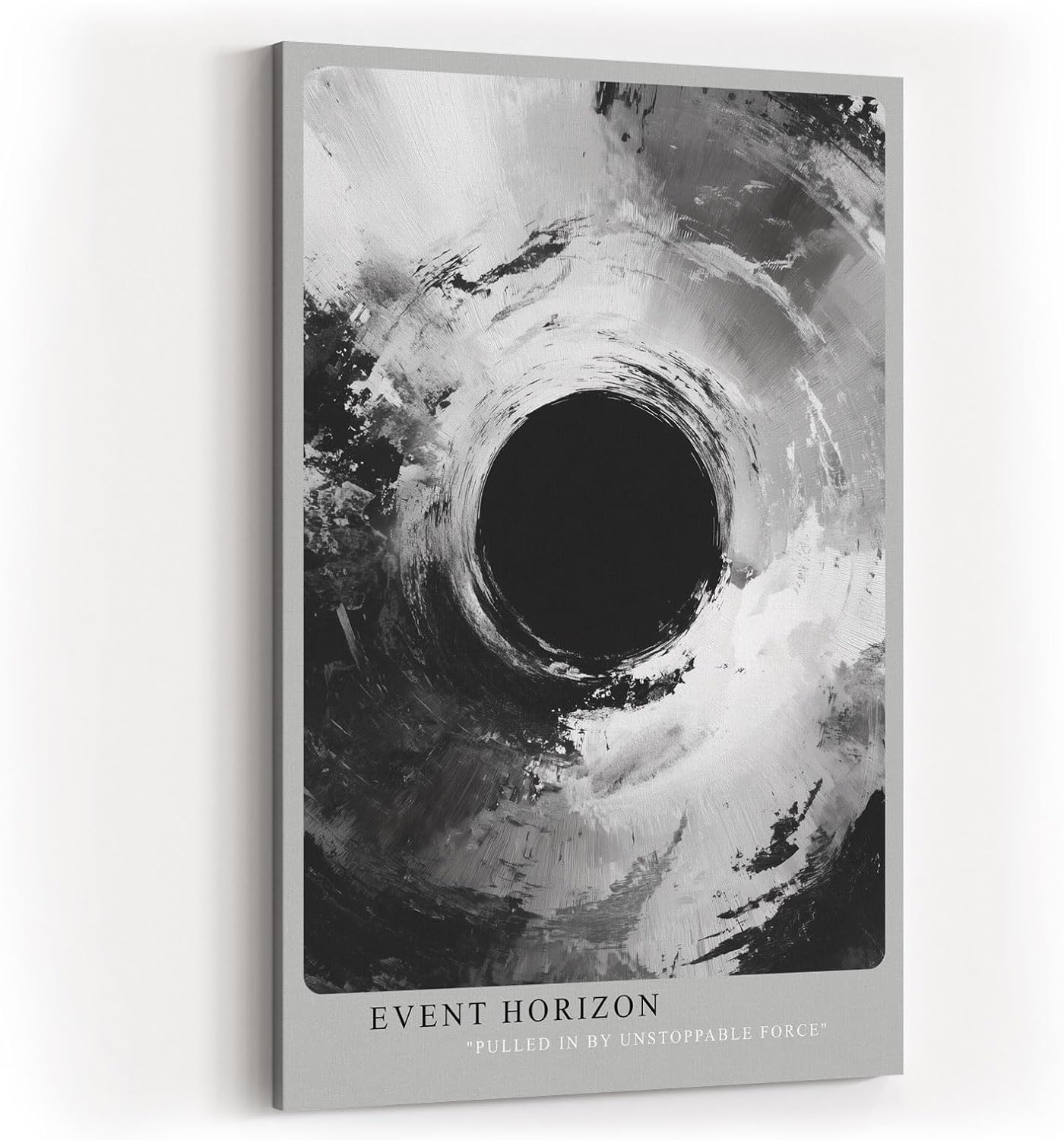 Paul Sinus Wandbild in 40x60cm Event Horizon – Monochrome Abstraktion mit tiefem Zentrum und kraftvollen Strukturen