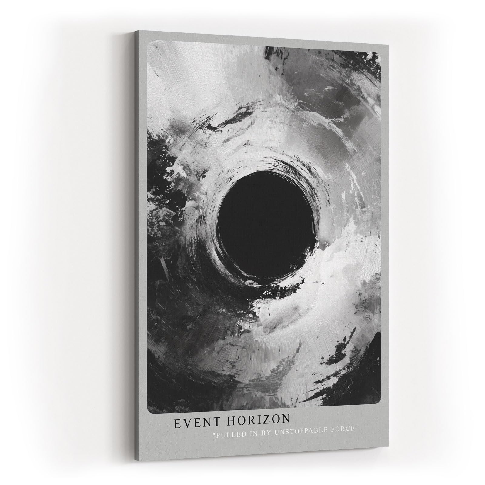 Paul Sinus Wandbild in 40x60cm Event Horizon – Monochrome Abstraktion mit tiefem Zentrum und kraftvollen Strukturen