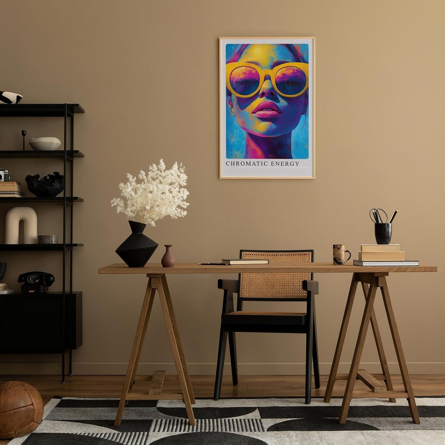 Paul Sinus Leinwandbild 40x60cm Chromatic Energy Leinwandbild leuchtendes Porträt mit intensiven Farben und lebendiger Energie kraftvolle Farbkomposition