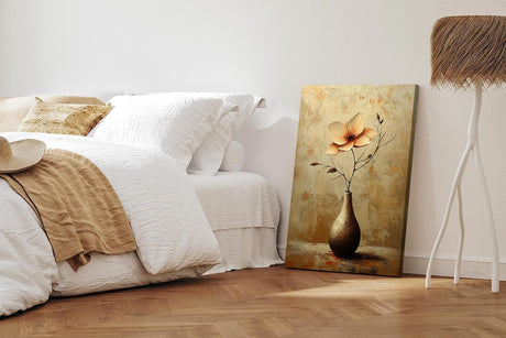 Paul Sinus 60x90cm Wandbild Goldene Harmonie – Elegante Einzelblume in Braun und Beige als stilvolle Wanddeko mit Fokuskeyword