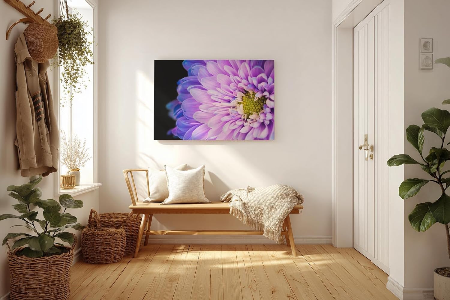 Sinus Art Wandbild 120x80cm Makro einer geöffneten Blüte – fesselnde Struktur mit leuchtendem Zentrum