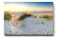 Sinus Art Wandbild 120x80cm Weiße Dünen mit Gräsern bei sanftem Sonnenlicht für beruhigende Raumwirkung