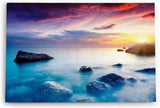 Paul Sinus Wandbild 120x80cm Meer Ozean Sonnenuntergang Felsen Klippen Horizont