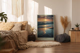 Paul Sinus Wandbild in 40x60cm Abendstimmung am Meer mit goldenen Sonnenstrahlen und dunklen Wolken