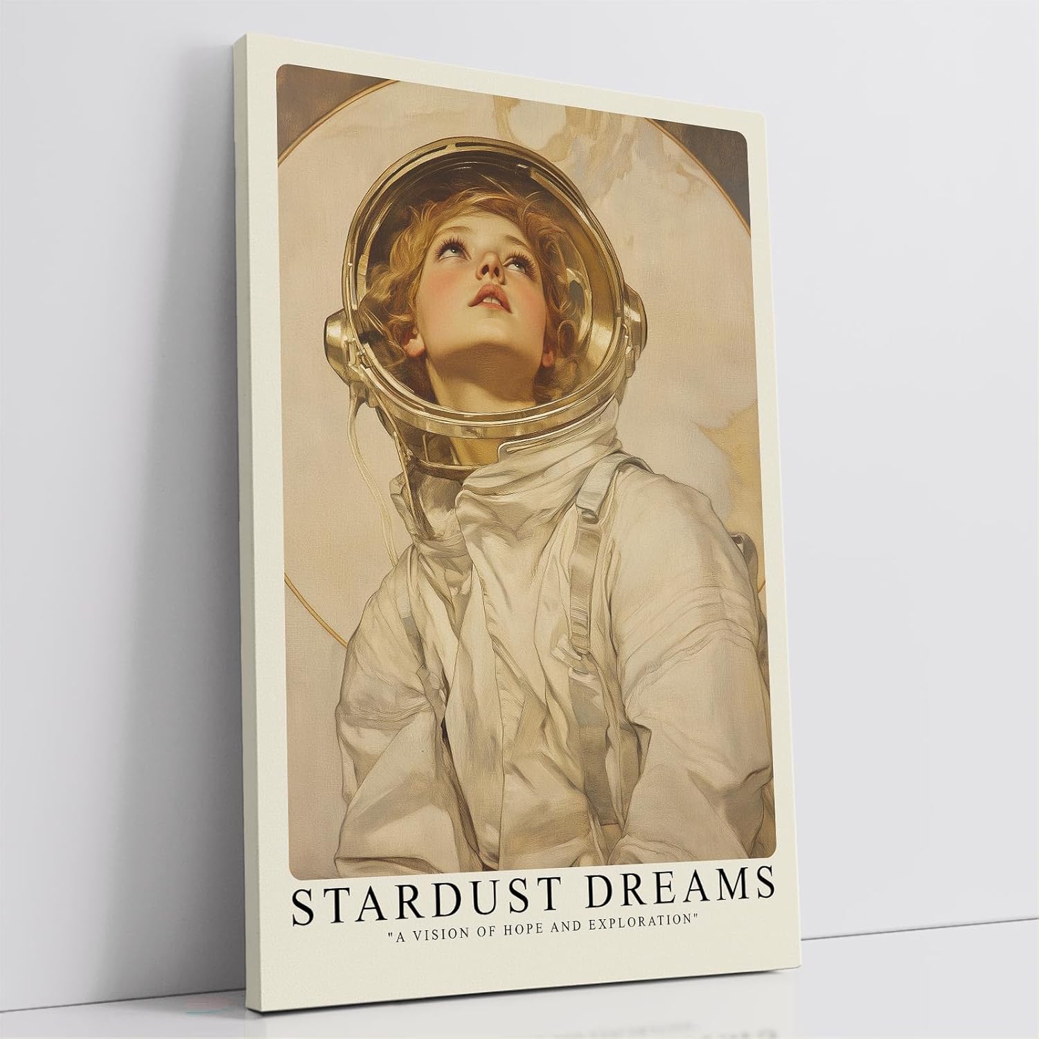 Paul Sinus Leinwandbild 60x90cm Leinwandbild Stardust Dreams – Faszinierende Illustration einer Astronautin mit verträumtem Blick, futuristische Eleganz