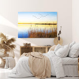Paul Sinus Wandbild 120x80cm See Abendröte Sonnenuntergang Vögel Natur Horizont