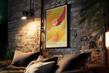 Paul Sinus Kunstdruck 40x60cm Amber Curve Wassertropfen Blütenblatt Gelb Makro Nahaufnahme Detail