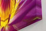 Sinus Art Wandbild 120x80cm Lotusblume in Violett mit leuchtendem Inneren – kraftvoll, symbolisch und beruhigend