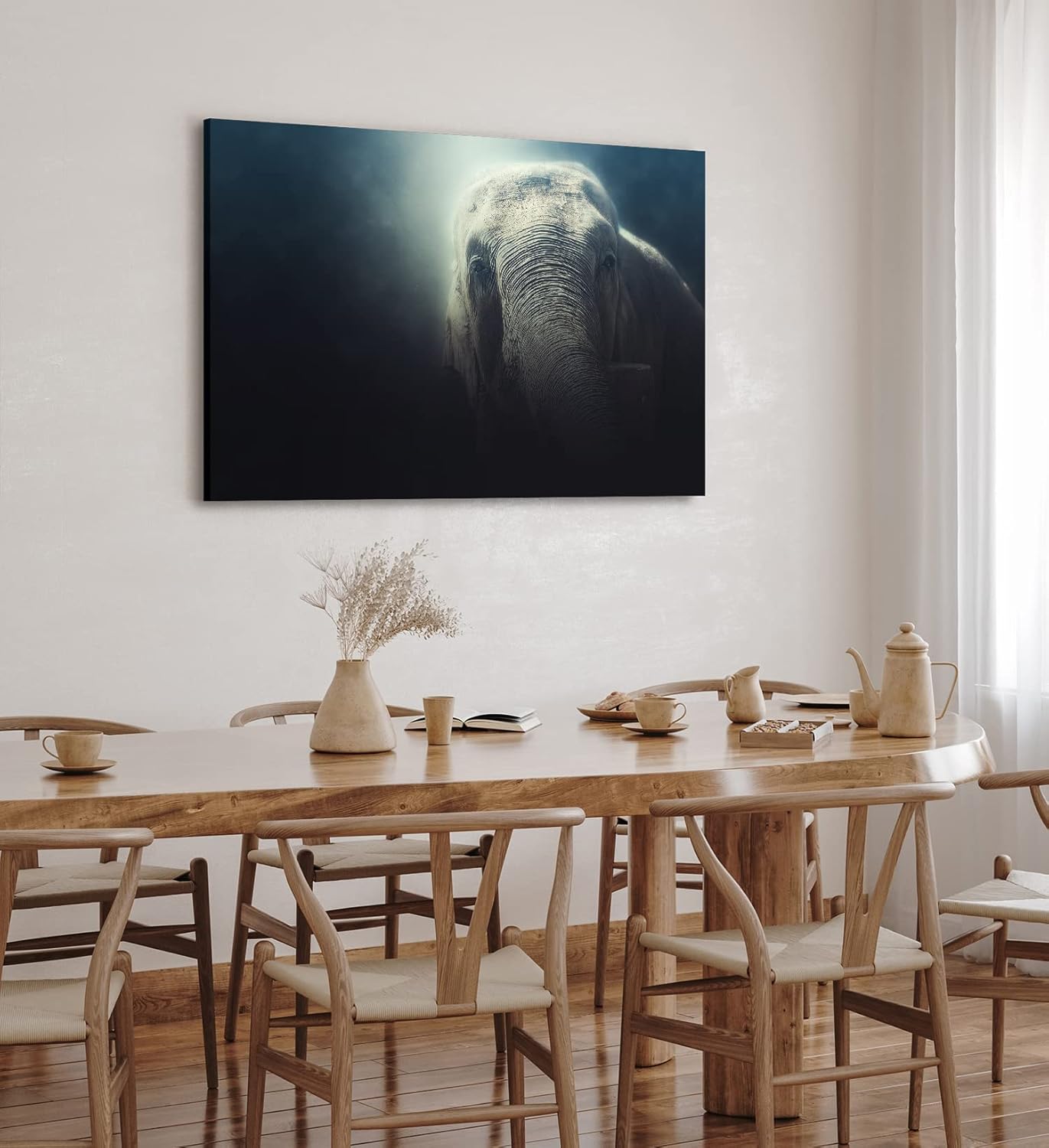 Paul Sinus Wandbild 120x80cm Elefant Tierfotografie Dunkel Fotokunst Kunstvoll