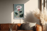 Paul Sinus Wandbild in 40x60cm The Spotted Bloom Botanische Illustration einer weißen Blüte mit roten Punkten und grünen Blättern