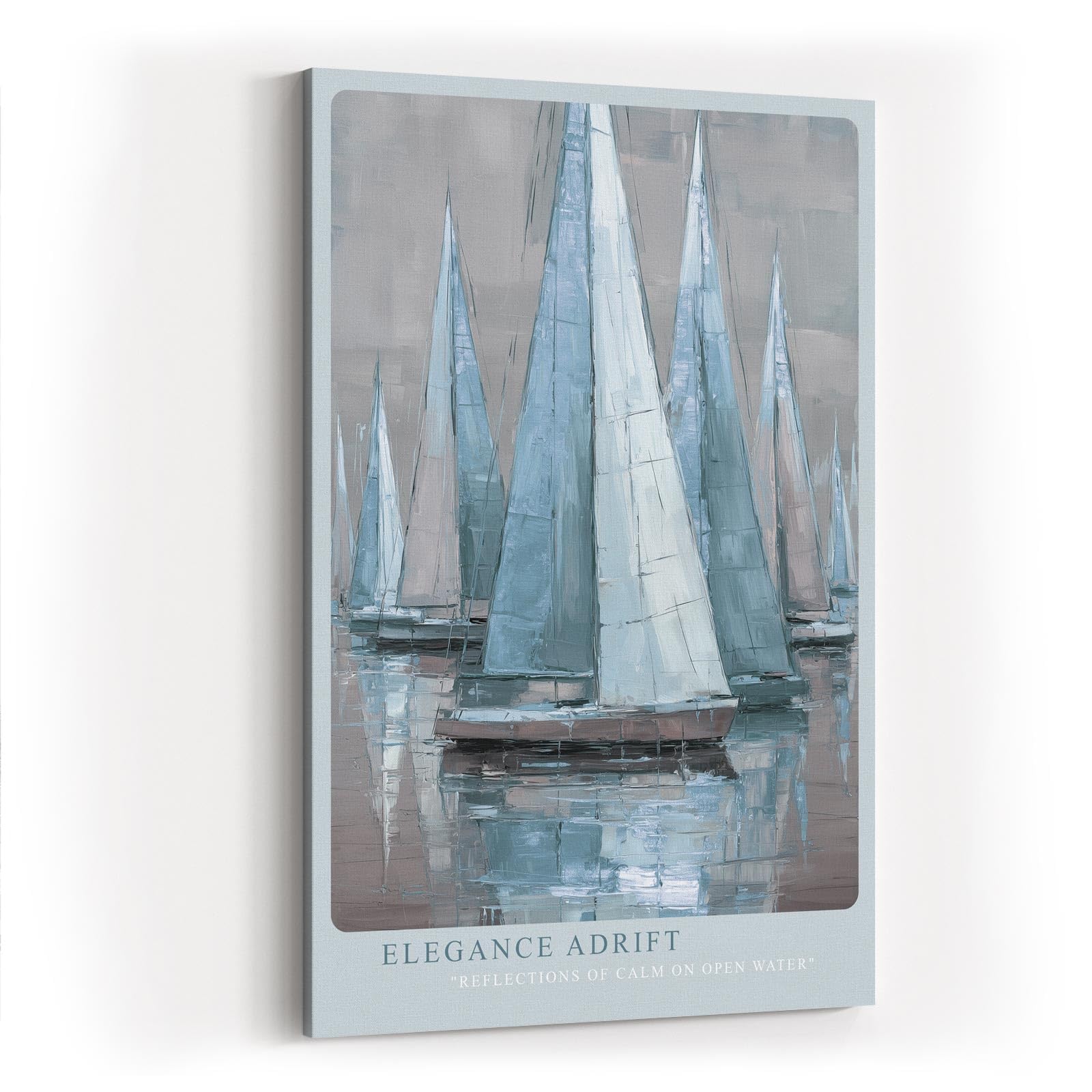 Paul Sinus Wandbild in 40x60cm Elegance Adrift – Segelboote in Blauund Grautönen auf ruhigem Wasser mit sanften Spiegelungen