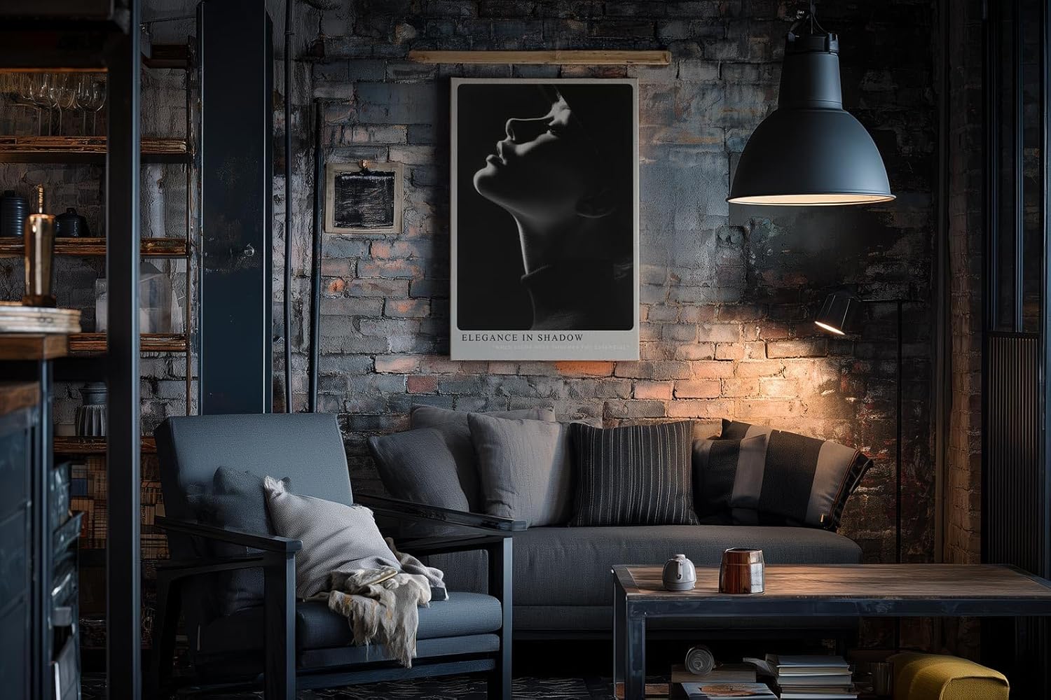 Paul Sinus Wandbild in 40x60cm Elegance in Shadow – stilvolles Schwarz-Weiß-Porträt in Licht und Schatten auf hochwertiger Leinwand für modernes Interieur