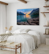 Paul Sinus Wandbild 120x80cm Saint Mary Lake Berge Bergsee See Sonnenuntergang
