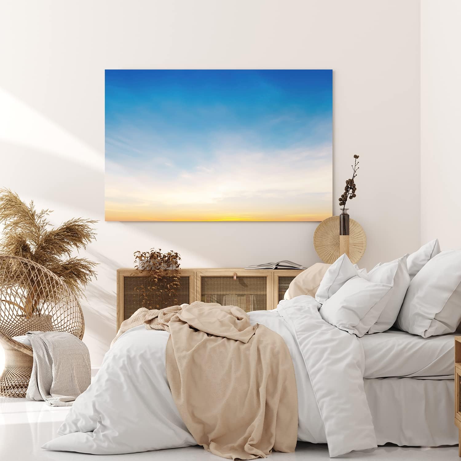 Paul Sinus Wandbild 120x80cm Sonnenuntergang blauer Himmel Wolken Minimal
