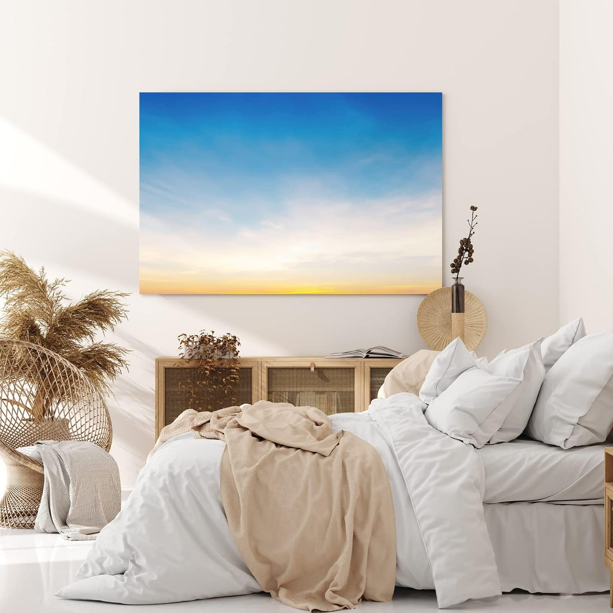 Paul Sinus Wandbild 120x80cm Sonnenuntergang blauer Himmel Wolken Minimal