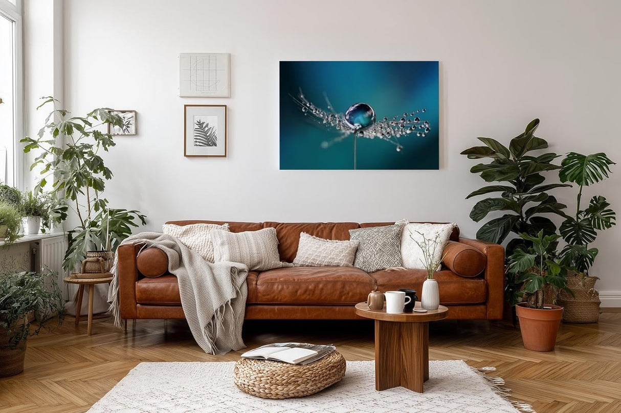 Sinus Art Wandbild 120x80cm Zauberhaftes Motiv mit spiegelnden Tropfen und weichen Farben für moderne Ästhetik