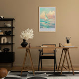 Paul Sinus Leinwandbild 60x90cm verträumtes Segelboot auf dem offenen Meer in sanften Pastelltönen – kunstvolles Leinwandbild für stilvolle Raumgestaltung
