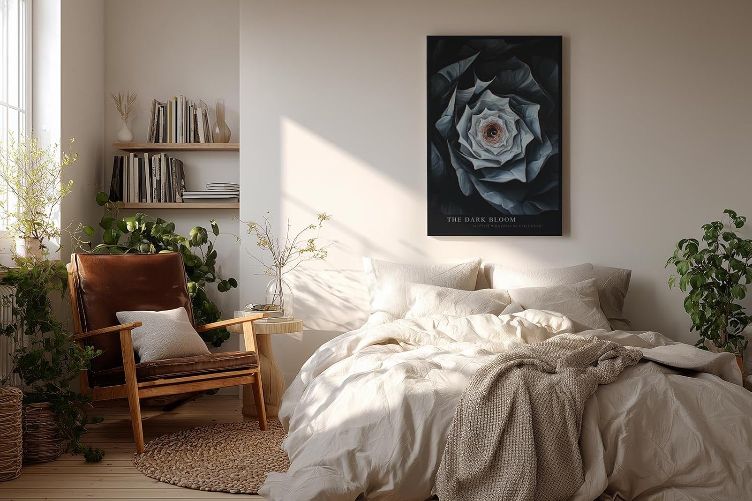 Paul Sinus Wandbild in 40x60cm The Dark Bloom – Detailliertes Blumenmotiv in dunklen und kühlen Farbtönen