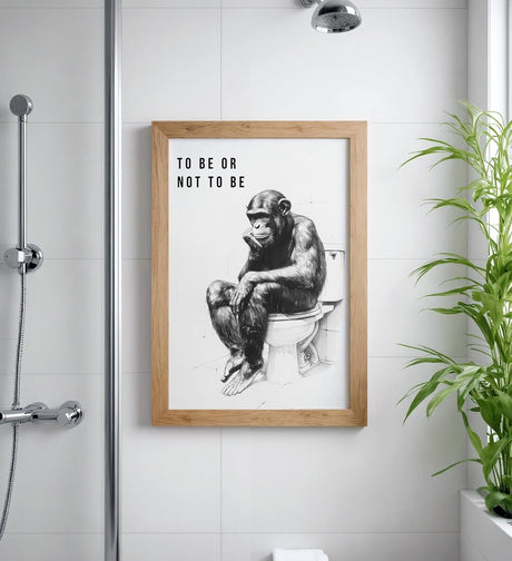Paul Sinus Poster/Leinwandbild/Rahmenoption Lustiges Affenbild – Witzige Klo-Deko fürs Gäste-WC – Perfekt für Tiefsinnige