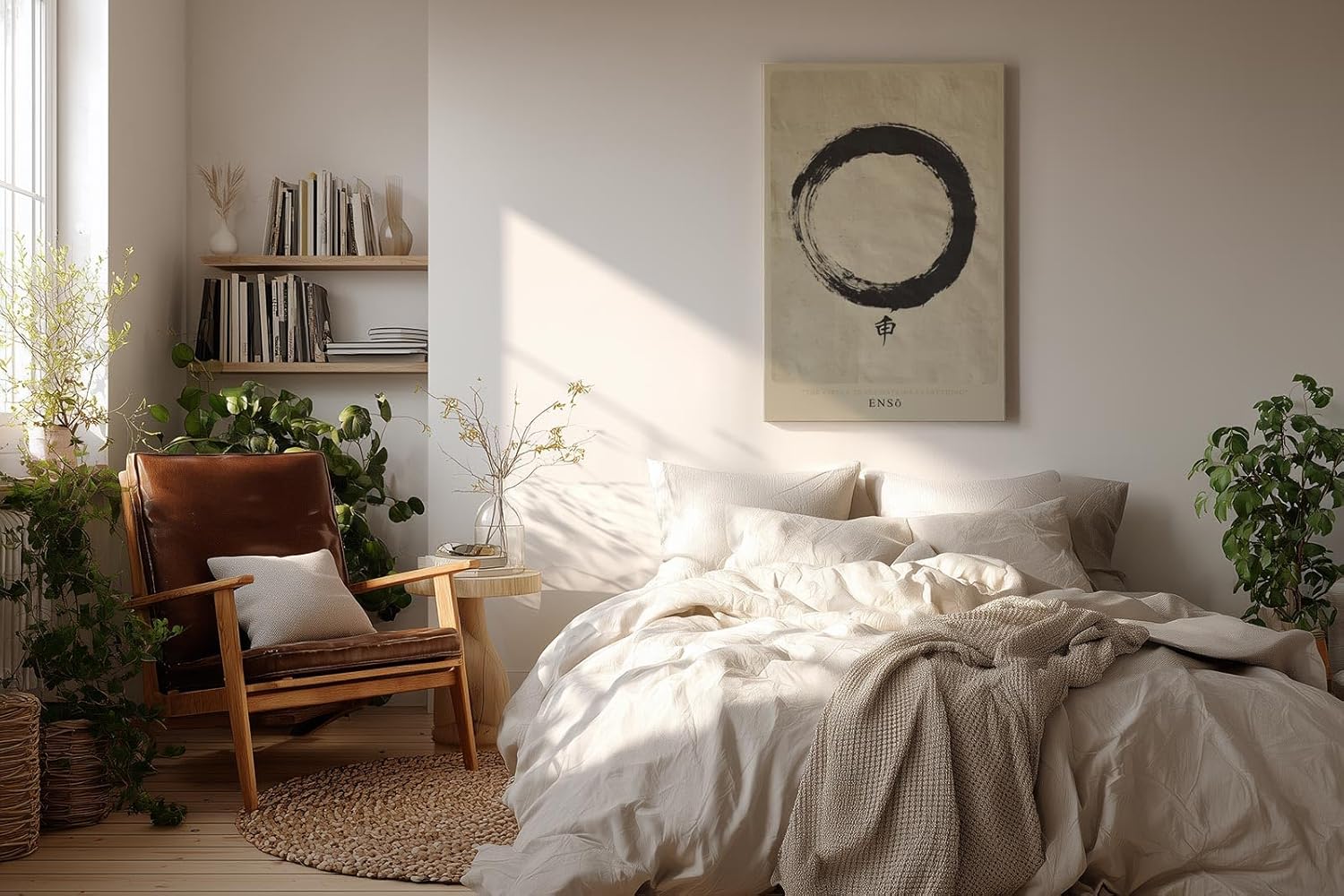 Paul Sinus Wandbild in 40x60cm Japanischer Enso-Kreis auf strukturiertem Hintergrund in traditioneller Tuschmalerei