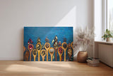 Sinus Art Wandbild 120x80cm Bunte Gewürze auf Holzlöffeln vor rustikalem Hintergrund – kulinarisch und stilvoll