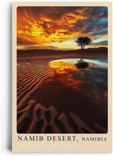 Paul Sinus Leinwandbild 40x60cm Mirror of the Desert – Namib-Wüste, Namibia, Sonnenuntergang, Reflexion, Baum, Landschaft, Natur, Himmel, Sanddünen