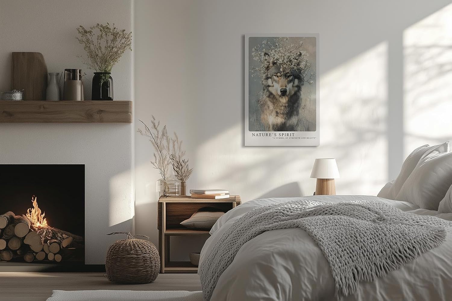 Paul Sinus Leinwandbild 40x60cm Blühender Wolf mystisch kraftvoll elegant Naturverbundenheit surreal kunstvolle Wandkunst harmonisch faszinierend