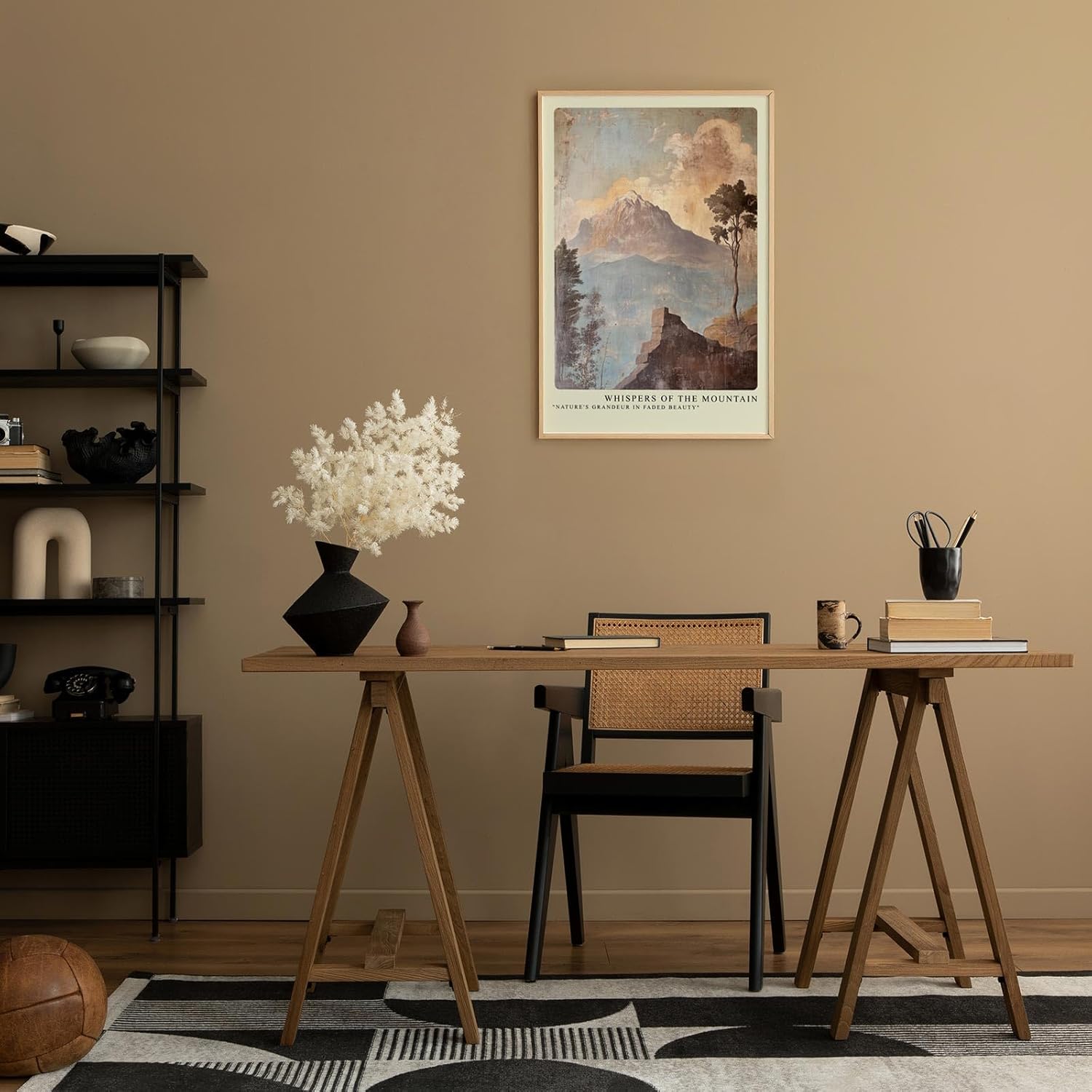 Paul Sinus Leinwandbild 60x90cm Flüstern des Berges – Vintage Landschaftskunst mit verwitterter Ästhetik und nostalgischer Tiefe