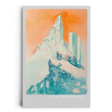 Paul Sinus Leinwandbild 40x60cm monumentaler Eisgipfel mit futuristischen Strukturen und warmem Licht – kunstvolles Leinwandbild für moderne Raumgestaltung