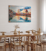 Paul Sinus Wandbild 120x80cm Vierwaldstättersee Luzern Schweiz Holzbrücke Sonnenuntergang