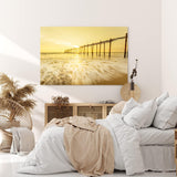 Paul Sinus Wandbild 120x80cm Holzsteg am Strand Sonnenuntergang Abendröte Meer