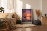 Paul Sinus Wandbild in 40x60cm Segelboot bei Sonnenuntergang auf stillem Wasser mit violett-orangefarbenem Himmel