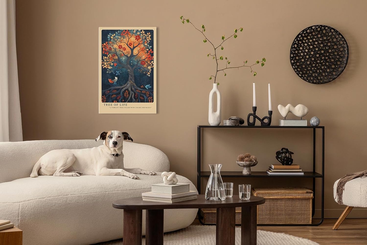 Paul Sinus Leinwandbild 40x60cm Baum des Lebens mystisch farbenfroh kunstvolle Wandkunst surreal harmonisch faszinierend symbolisch warm leuchtend