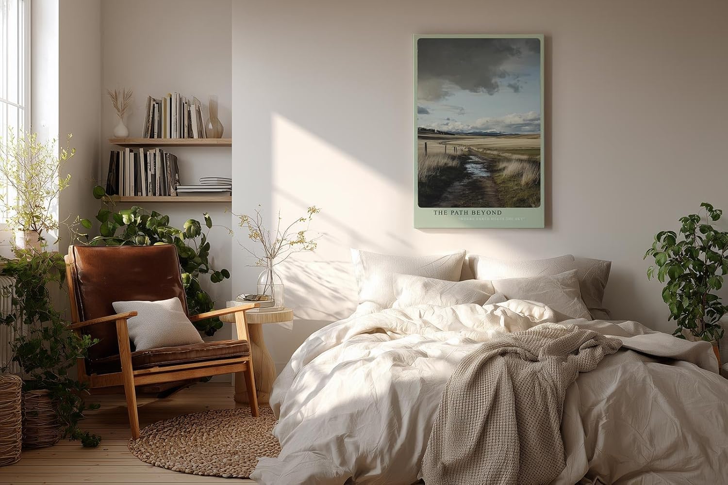 Paul Sinus Wandbild in 40x60cm weiter Feldweg unter wechselndem Himmel – atmosphärisches Landschaftsmotiv für natürliche Raumakzente