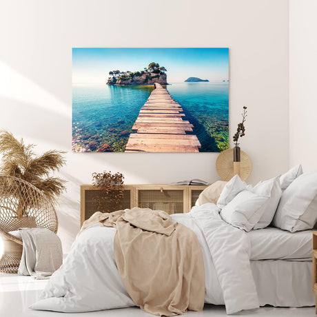 Paul Sinus Wandbild 120x80cm Holzsteg zur Insel Meer Strand Thailand Felsen Sommer