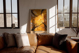 Paul Sinus Wandbild in 40x60cm Autumn Cathedral Goldgelbes Blätterdach aus der Froschperspektive mit strahlendem Sonnenlicht für herbstliche Raumakzente