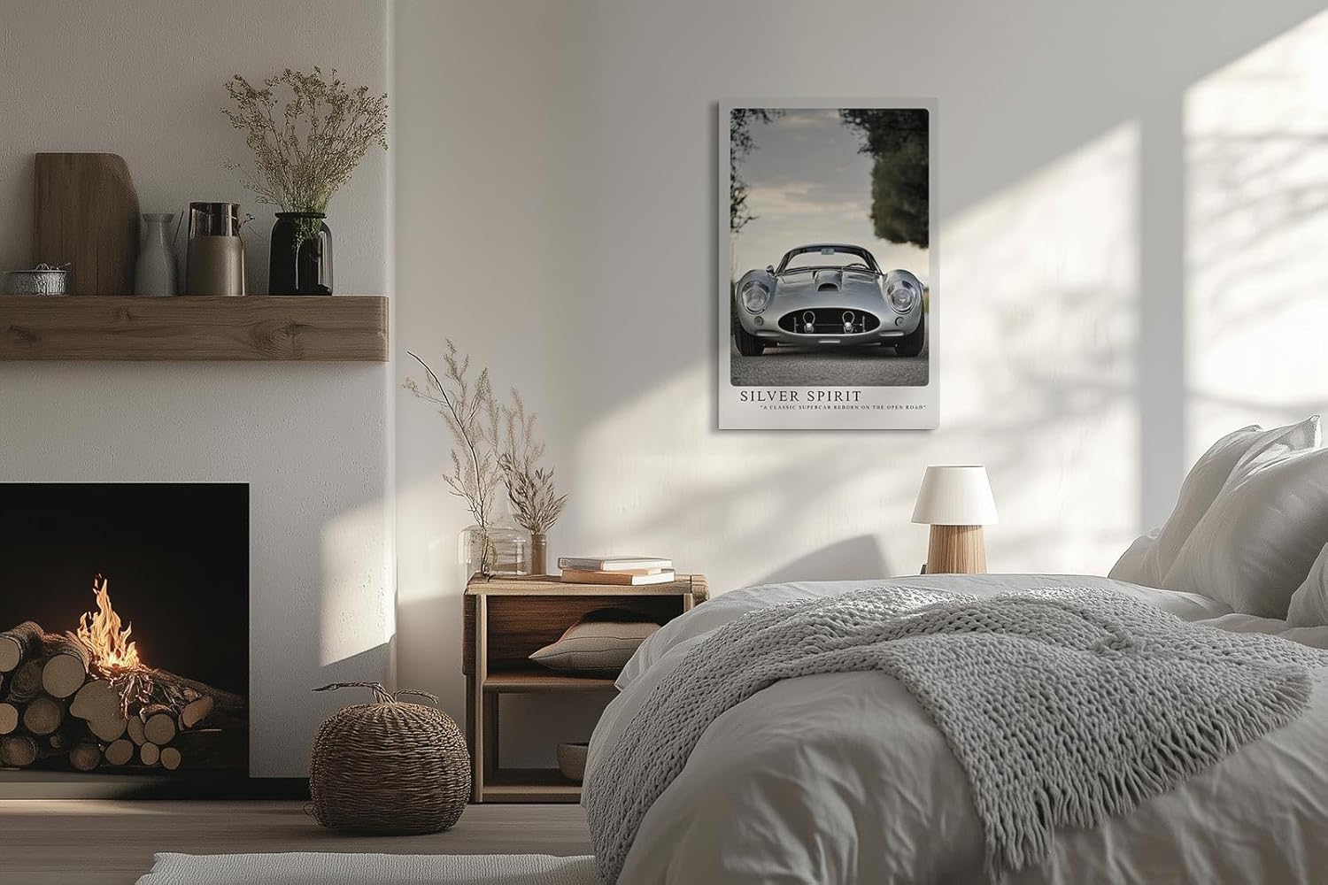 Paul Sinus Leinwandbild 40x60cm Silver Spirit Klassischer Supersportwagen Elegante Automobilkunst Zeitlose Ästhetik Edle Dynamik Hochwertige Wandkunst