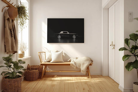 Sinus Art Wandbild 120x80cm Eleganter Oldtimer im minimalistischen Lichtspiel – Symbol für Zeitlosigkeit und Stil