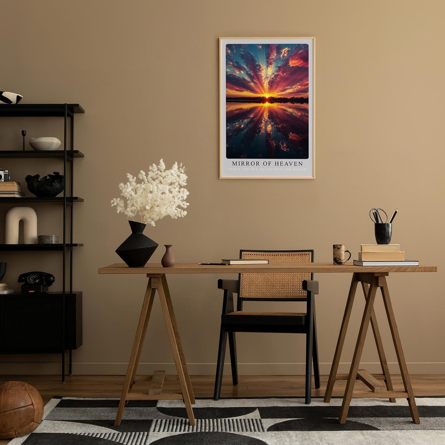 Paul Sinus Leinwandbild 60x90cm Mirror of Heaven strahlender Sonnenuntergang himmlische Reflexion spektakuläres Lichtspiel Naturwunder