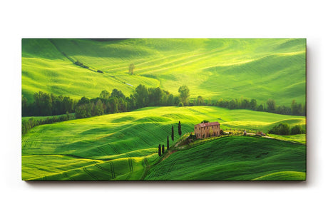 Sinus Art Wandbild 120x80cm Atemberaubende Landschaft der Toskana mit sanften Hügeln und typisch italienischer Architektur